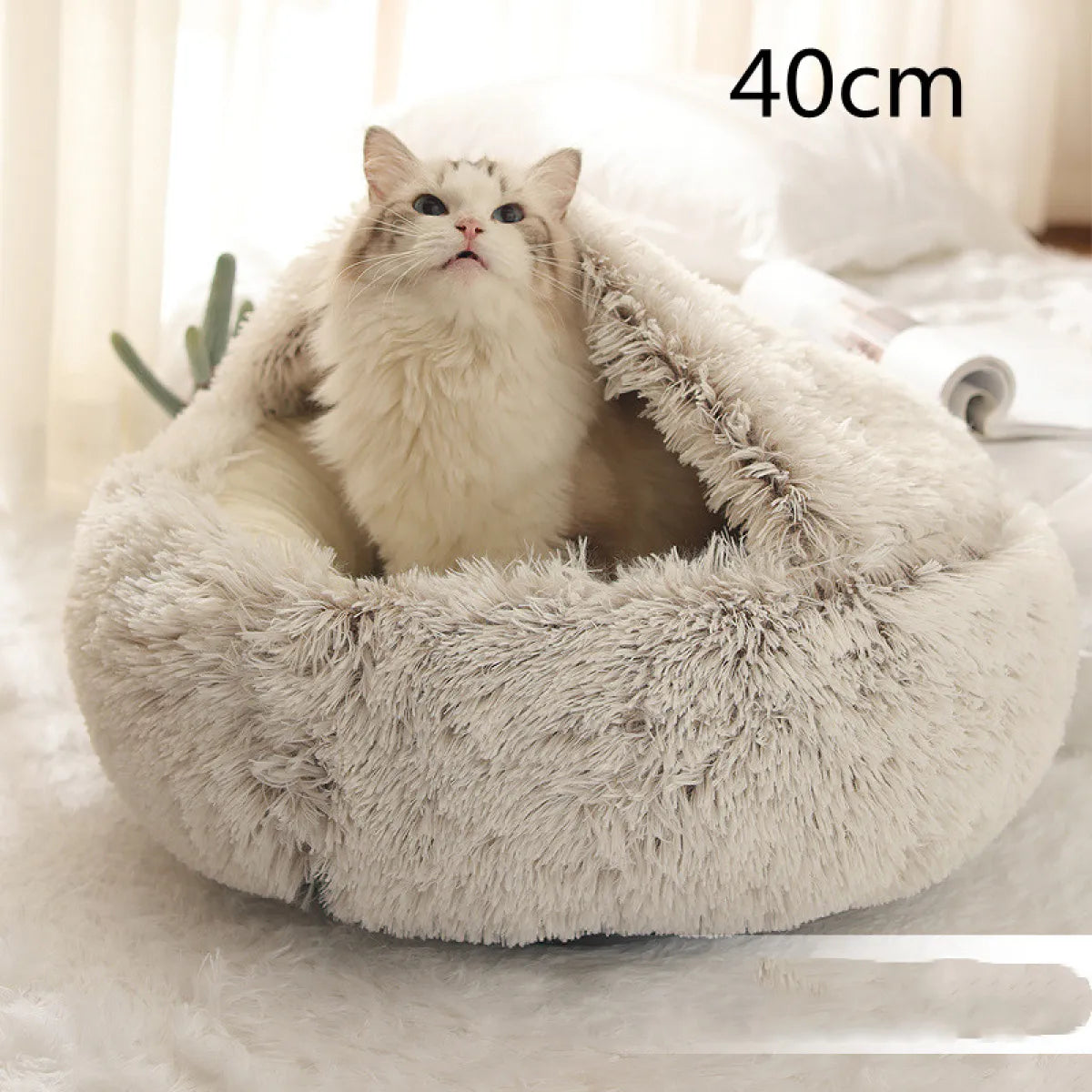 2 In 1 Dog And Cat Bed Pet Winter Bed Round