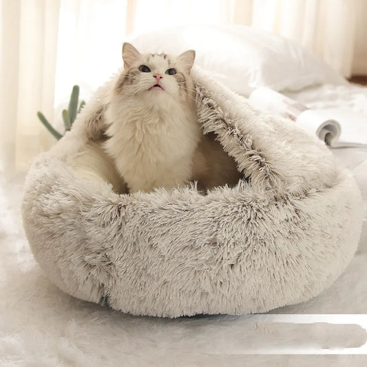 2 In 1 Dog And Cat Bed Pet Winter Bed Round