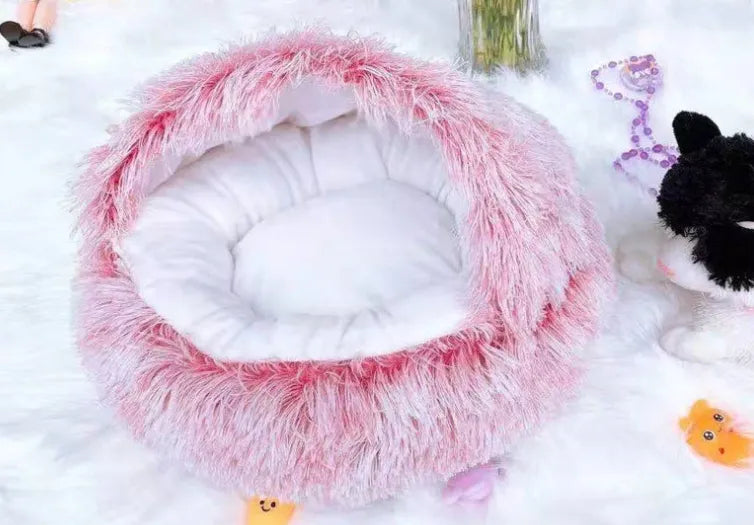 2 In 1 Dog And Cat Bed Pet Winter Bed Round