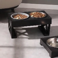 Dog Double Bowls Stainless Stand Adjustable Height Pets